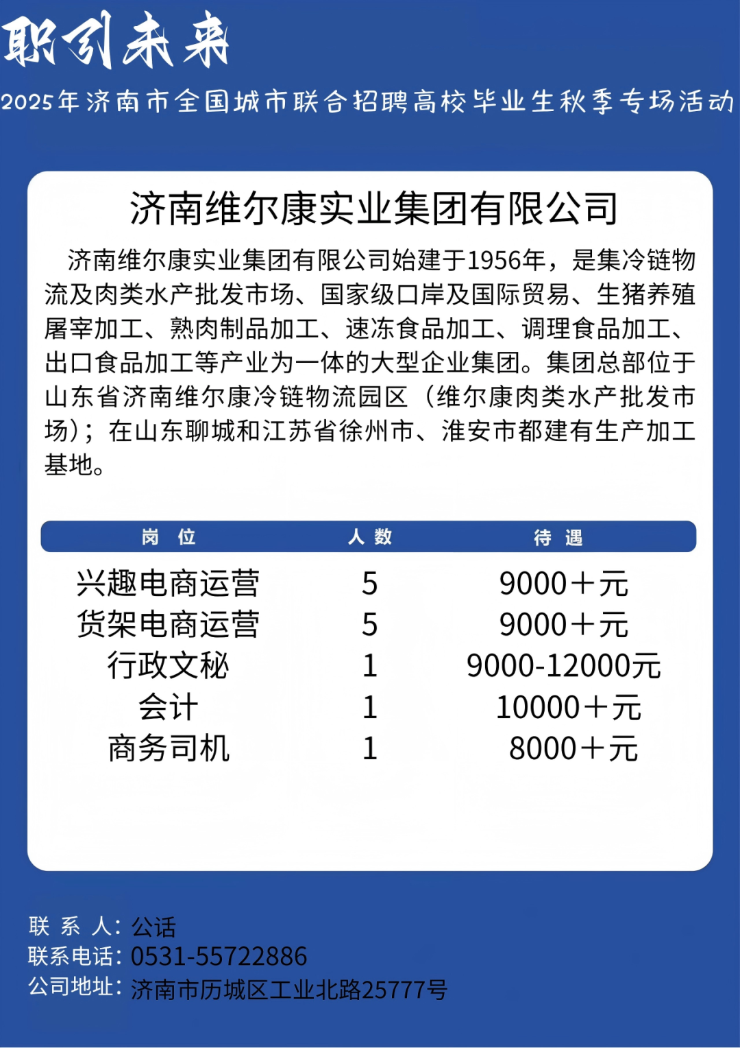 济南维尔康实业集团有限公司招聘兴趣电商运营,行政文秘,会计,商务司机