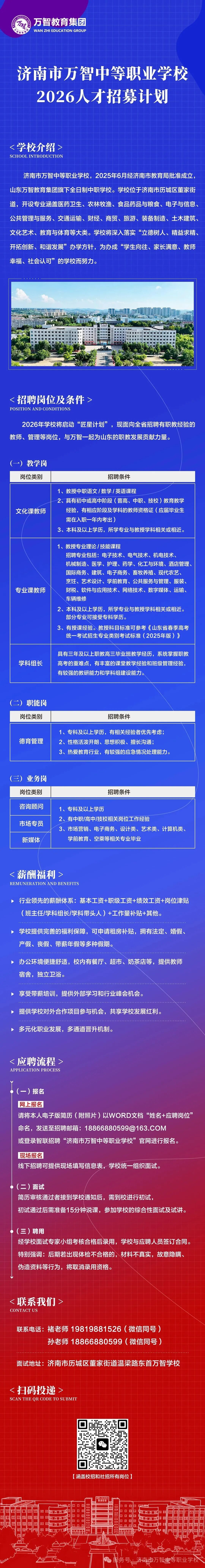 济南市万智中等职业学校2026年教师招聘